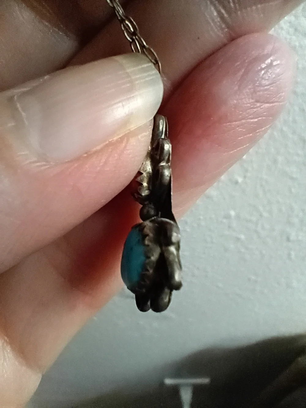 Vintage Native American Blue Turquoise & Coral Pendant Necklace – Womens Jewelry